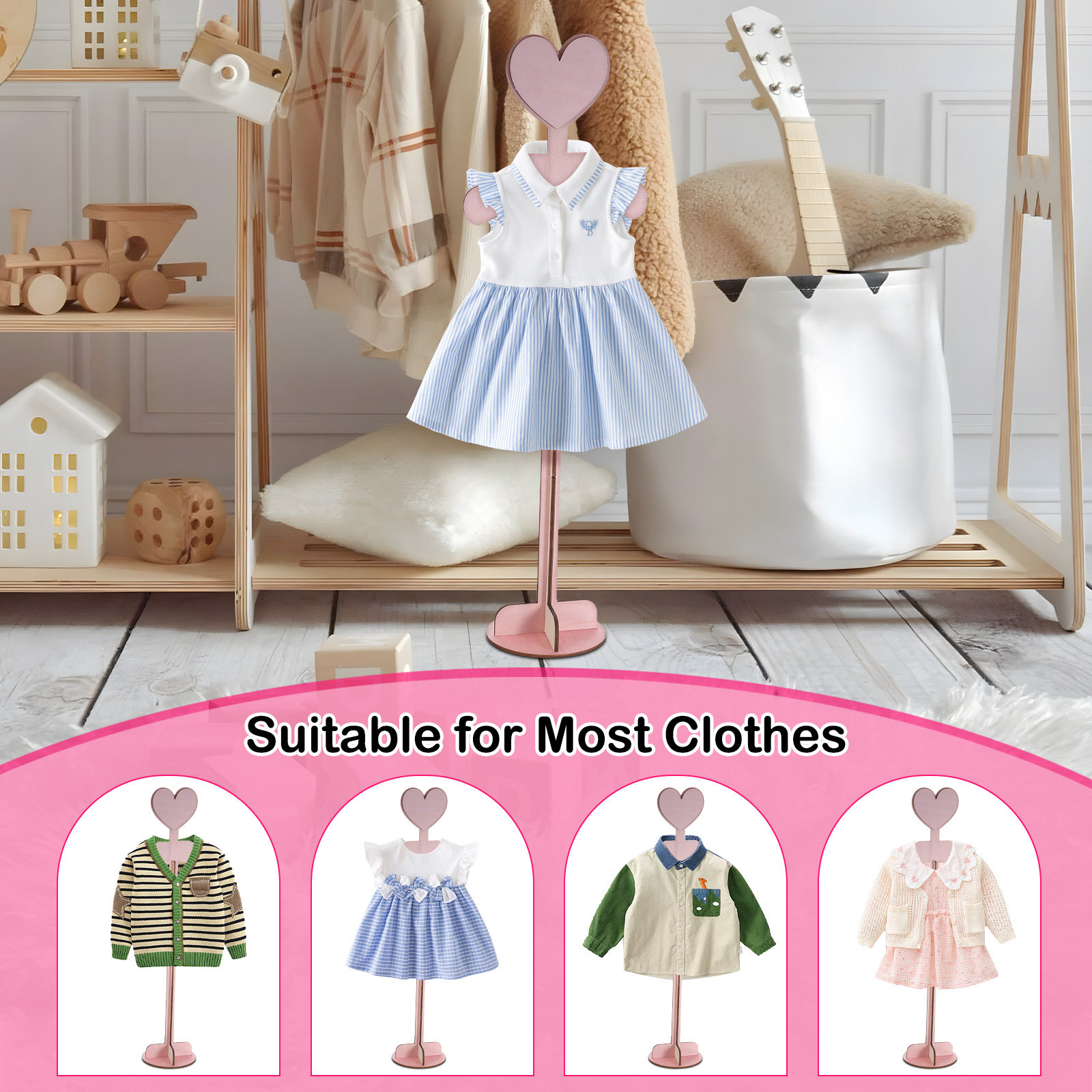 Rak Pakaian Bayi Kayu untuk Ka - Baby Clothing Display Stand ulasan dan harga
